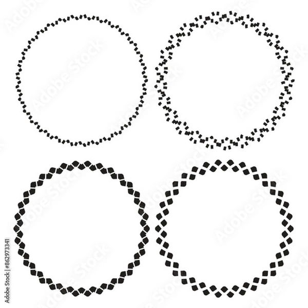 Obraz Vector set of halftone dots in circle form. Geometric shape, vintage circle frame with dots art