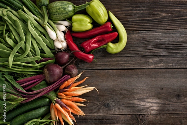 Obraz Vegetables on wooden table