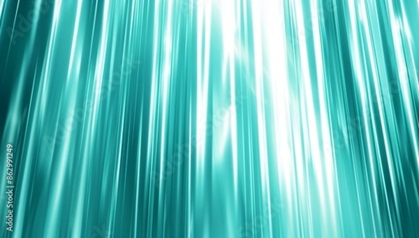Obraz Abstract blue-green background with vertical lines of light in the style of minimalist landscapes, green and aquamarine colors