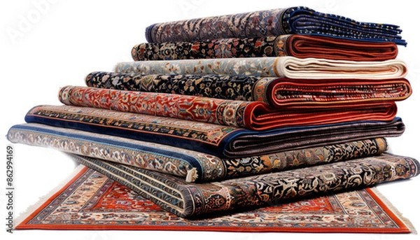 Obraz Many beautiful carpets isolated on white set