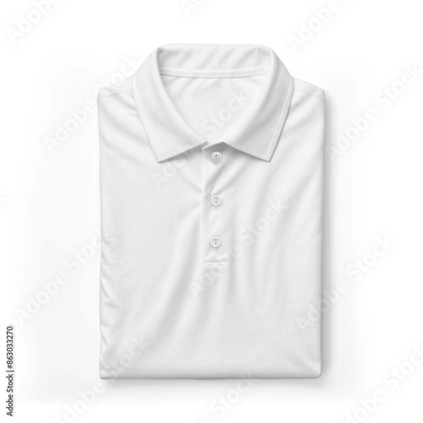 Obraz An image of a White Folded Polo T-Shirt isolated on a white background