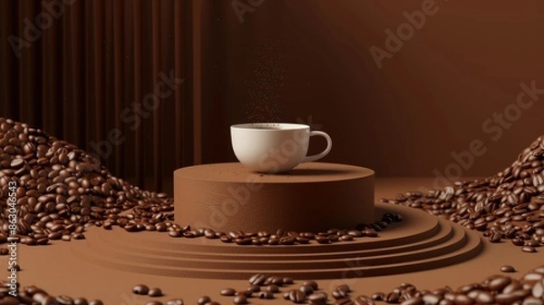 Fototapeta coffee 3d podium round stage for product
