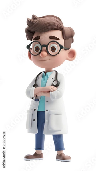 Fototapeta 3D render Cartoon doctor isolated
