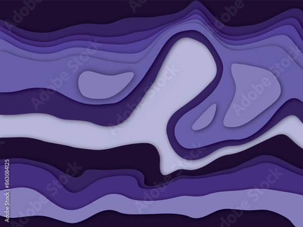 Obraz Colorful abstract wavy papercut layers background gradient shape design vector