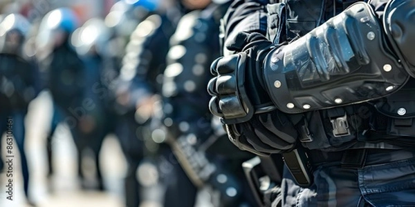 Obraz The significance of police training in managing protests for public safety. Concept Police Training, Protest Management, Public Safety, Law Enforcement, Conflict Resolution