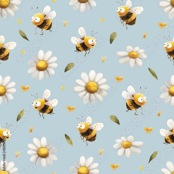 Fototapeta seamless pattern with bees