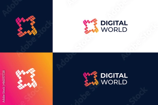 Fototapeta global logo design with artificial intelligence concept