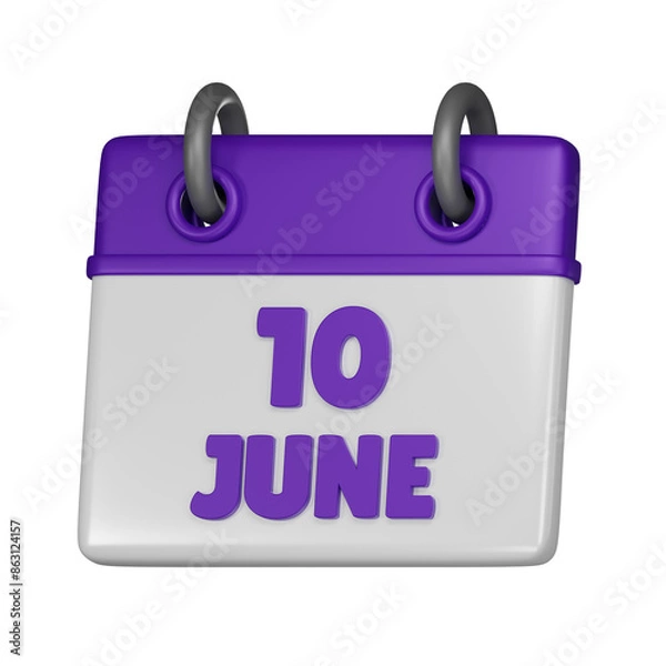 Fototapeta 10 June 3d icon