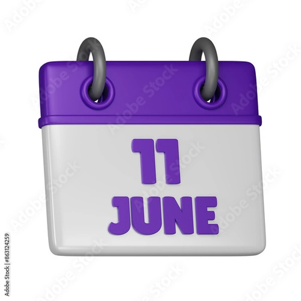 Fototapeta 11 June 3d icon