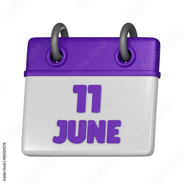 Fototapeta 11 June 3d icon