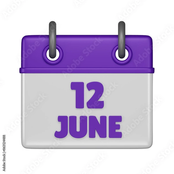 Fototapeta 12 June 3d icon