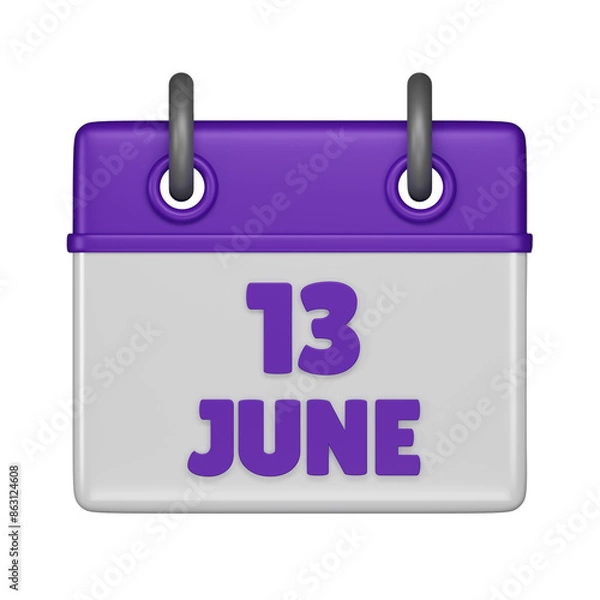 Fototapeta 13 June 3d icon