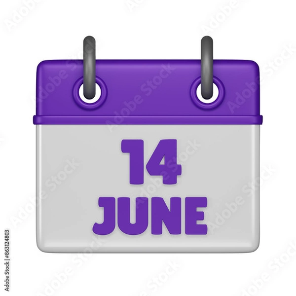 Fototapeta 14 June 3d icon