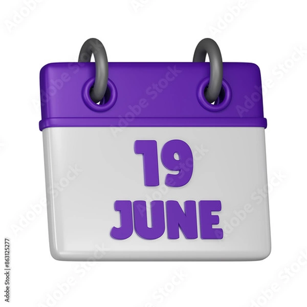 Fototapeta 19 June 3d icon