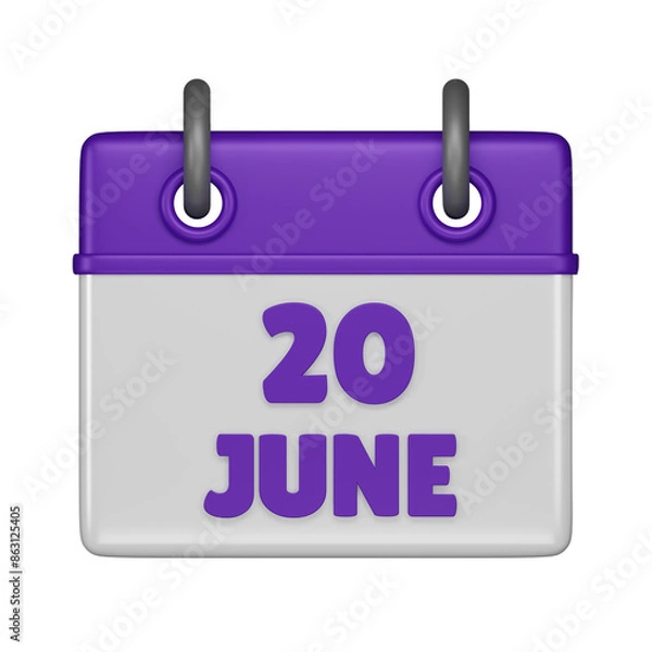 Fototapeta 20 June 3d icon