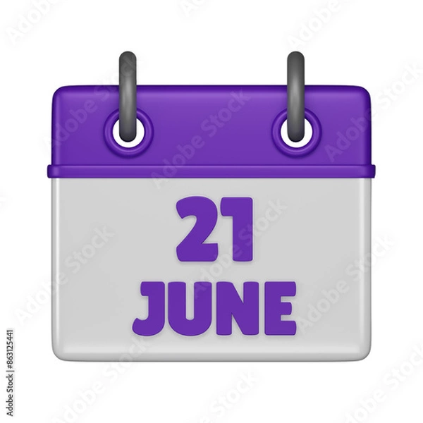 Fototapeta 21 June 3d icon