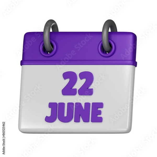 Fototapeta 22 June 3d icon