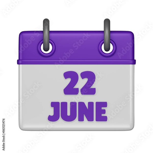 Fototapeta 22 June 3d icon