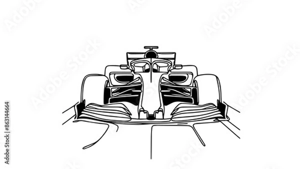Obraz f1 car one continuous line drawing