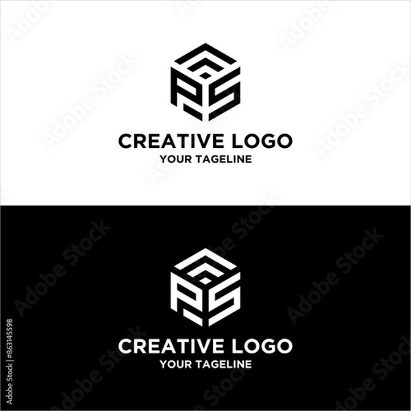 Obraz creative letter ps logo design vector