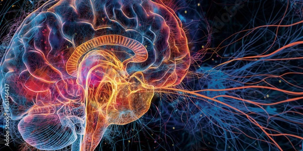 Fototapeta "Neural Connections: The Intricacies of the Human Brain | Brain Network: Visualizing Neural Pathways"
