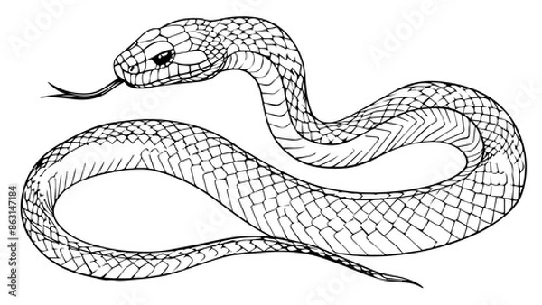 Fototapeta one continuous line illustration of a snake