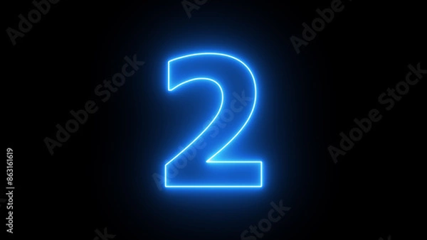 Fototapeta Abstract neon countdown 2 number illustration background.