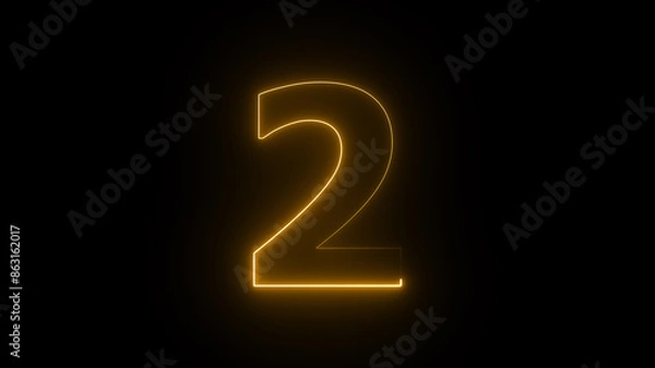 Fototapeta Abstract neon countdown 2 number illustration background.