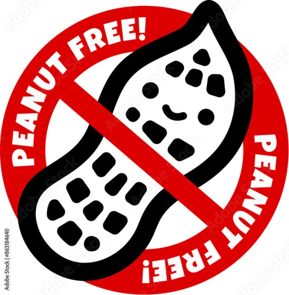 Fototapeta "Peanut Free" label sign vector illustration isolated on white
