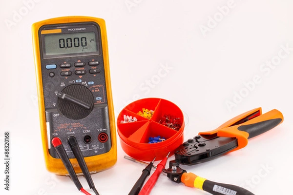 Fototapeta Digital multimeter and tool