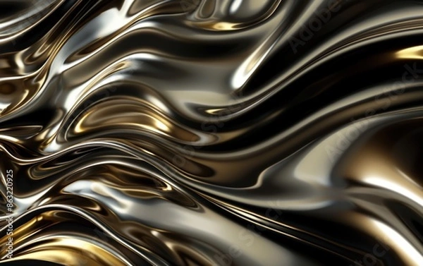 Fototapeta Swirling Metallic Patterns With Mysterious Gold Highlights in Textured Background