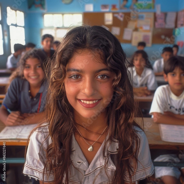 Fototapeta A beautiful representation of the future of our children. The smiles and the love make you smile too. I would use this in any video or even a picture. They are remarkable. 