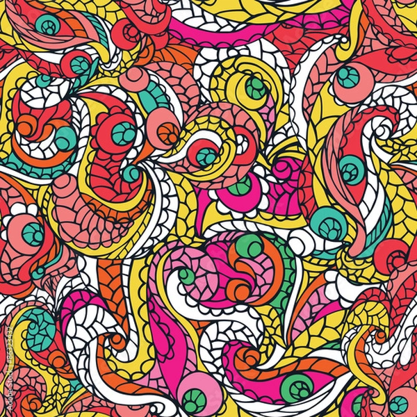 Obraz Multicolor Abstract swirl ethnic seamless pattern