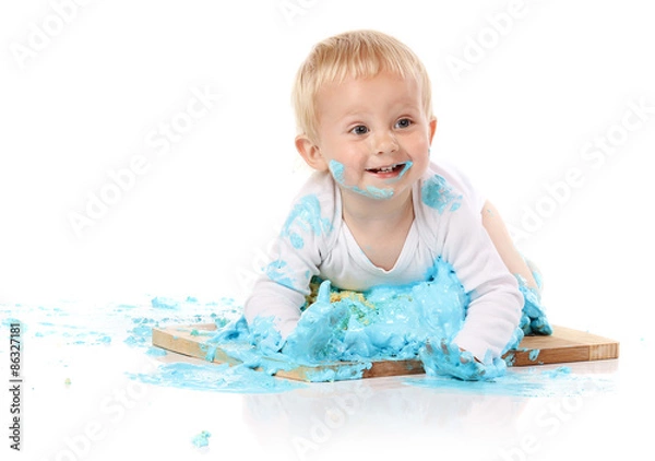 Obraz Baby smashing cake