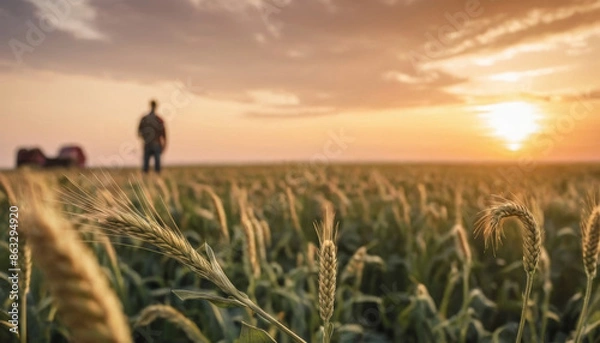 Fototapeta sunset in wheat field