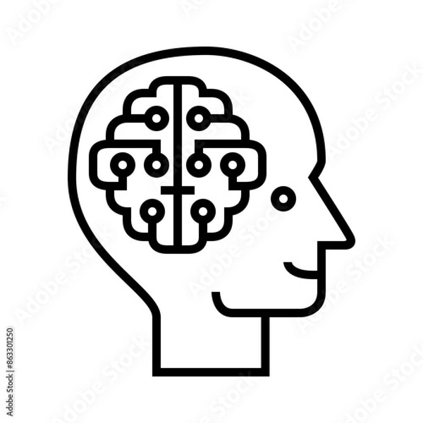 Obraz Cyborg Head Line Icon