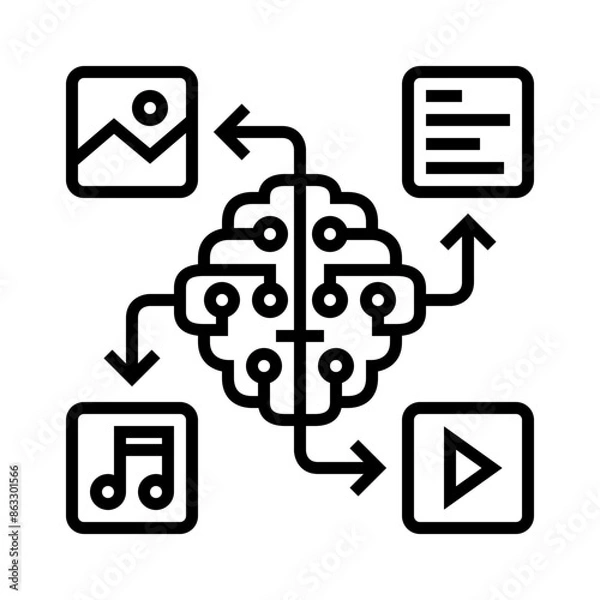 Obraz Multiple Content Generation Line Icon