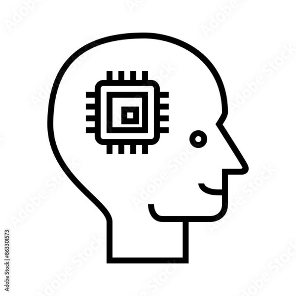 Obraz Cyborg Microprocessor Line Icon