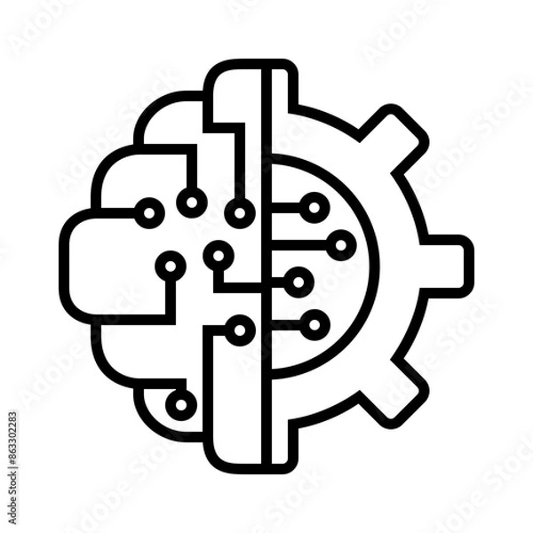 Obraz Artificial Intelligence Process Line Icon