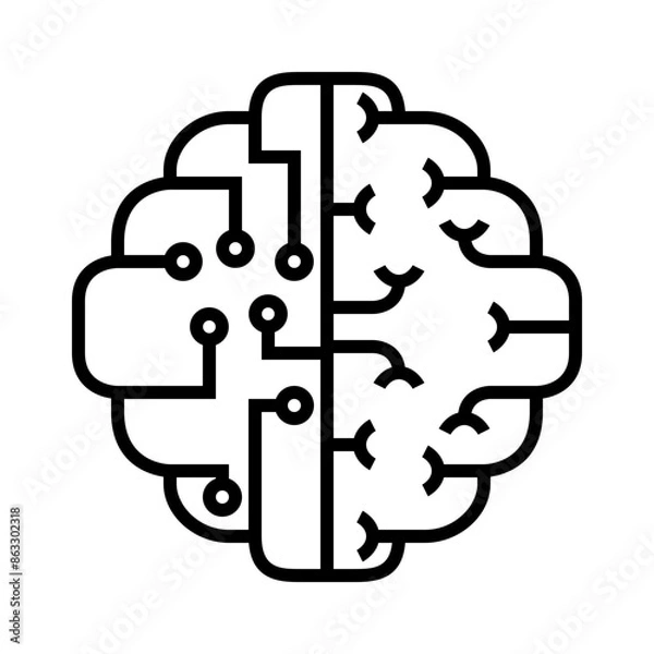 Obraz Brain and Neural Network Line Icon