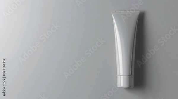 Fototapeta 3d render mockup of cosmetic bundle for skin hair care. White plastic bottles and tubes with black caps in row on bright white backdrop