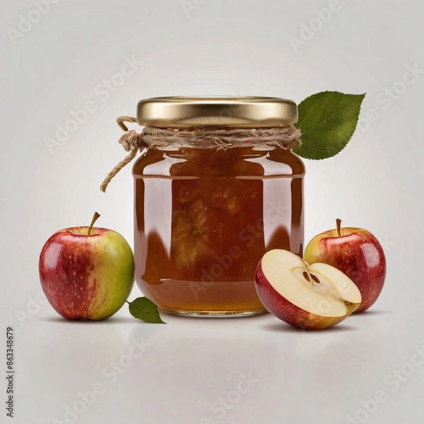 Fototapeta Small Jam Jar Mockup isolated on white background,sauce jar, strawberry jar mockup, in a jar, jar mockup psd, mason jar, jam jar mockup, food in jars, honey in a jar, kitchen jar, preserving jar