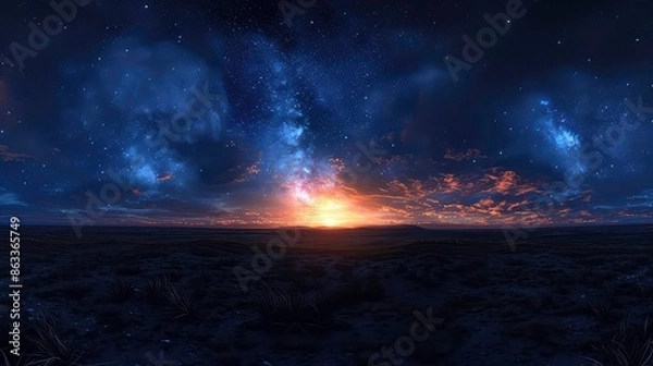 Obraz dark blue sky sunset beautiful awesome sky moon milky way seamless hdri panorama 360 degrees angle view zenith use graphics game development sky.