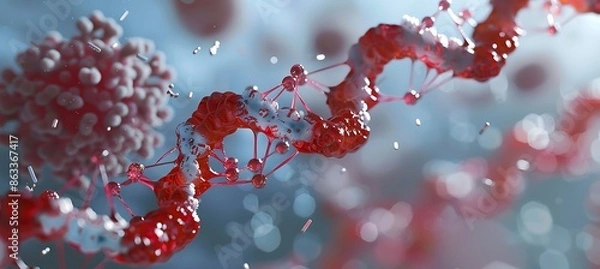 Fototapeta Medicament gene editing therapy correcting mutations in cancer cells for targeted oncological treatments thorough image investigation of CRISPR in future precision oncology