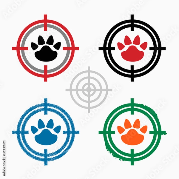 Obraz Paw on target icons background