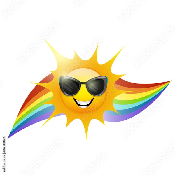 Obraz Sun and rainbow isolated on white