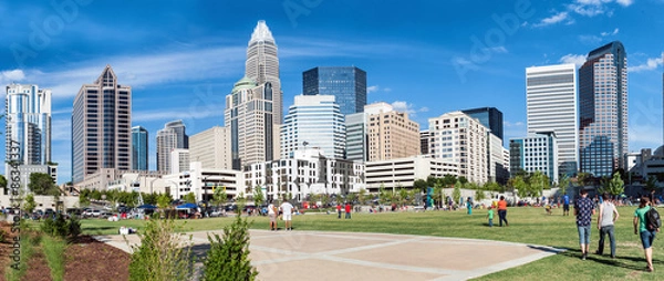 Fototapeta Charlotte, NC. United States. Panoramic view at the uptown skyline