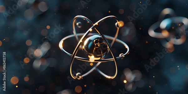 Fototapeta Atomic Structure Visualization in Quantum Physics Research, The atomic number of an element is equal to the number of protons found in its nucleus