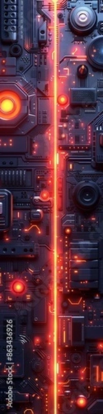 Fototapeta Abstract technology background with dark colors. 