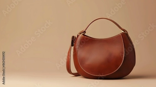 Obraz Leather beige luxury bag on a beige background